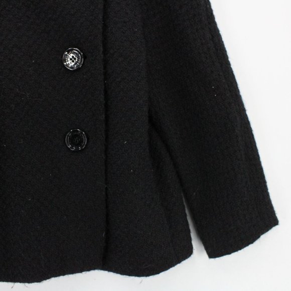 AK Anne Klein Tweed Jacket Blazer Women Black Button Front Designer Lined Size 6 - Picture 3 of 9